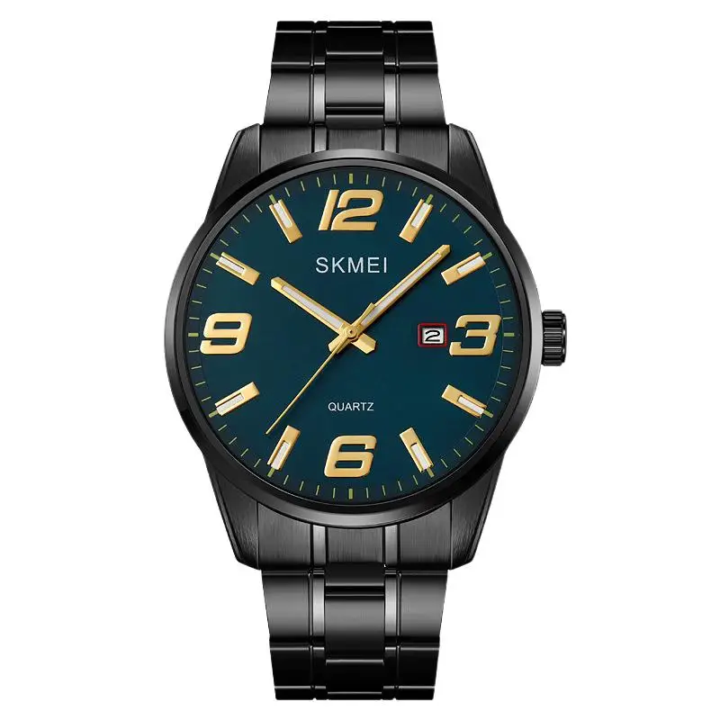 SkmeiFashion ساعة رجالية رفيعة للغاية بحزام من الفولاذ المقاوم للصدأ ساعة رجالية مستديرة بمينا كبير مقاومة للماء كوارتز