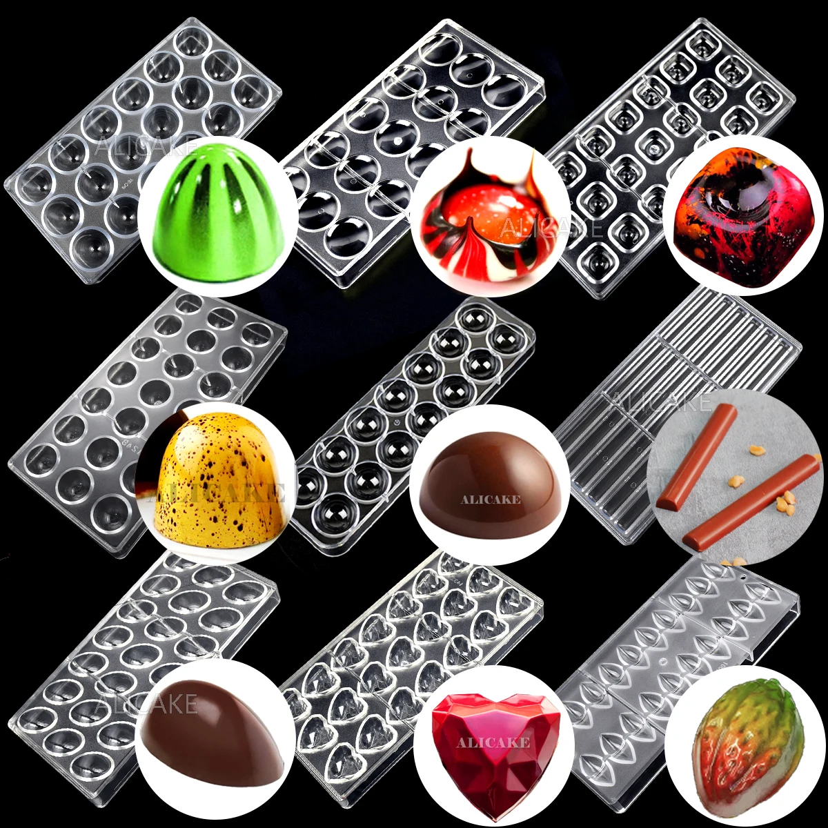 1Pcs Chocolate Mold Polycarbonate Chocolate Bonbons Candy Bar Confectionery Baking Pastry Tools Bakery Kitchen Utensils