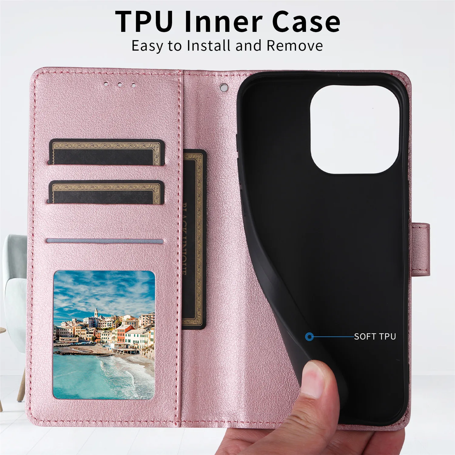 Leather Case Protect Cover For iPhone 15 14 13 12 Mini 11 Pro Max X XR XS Max 7 8 6 6s Plus SE 2020 2022 Stand Flip Wallet Case