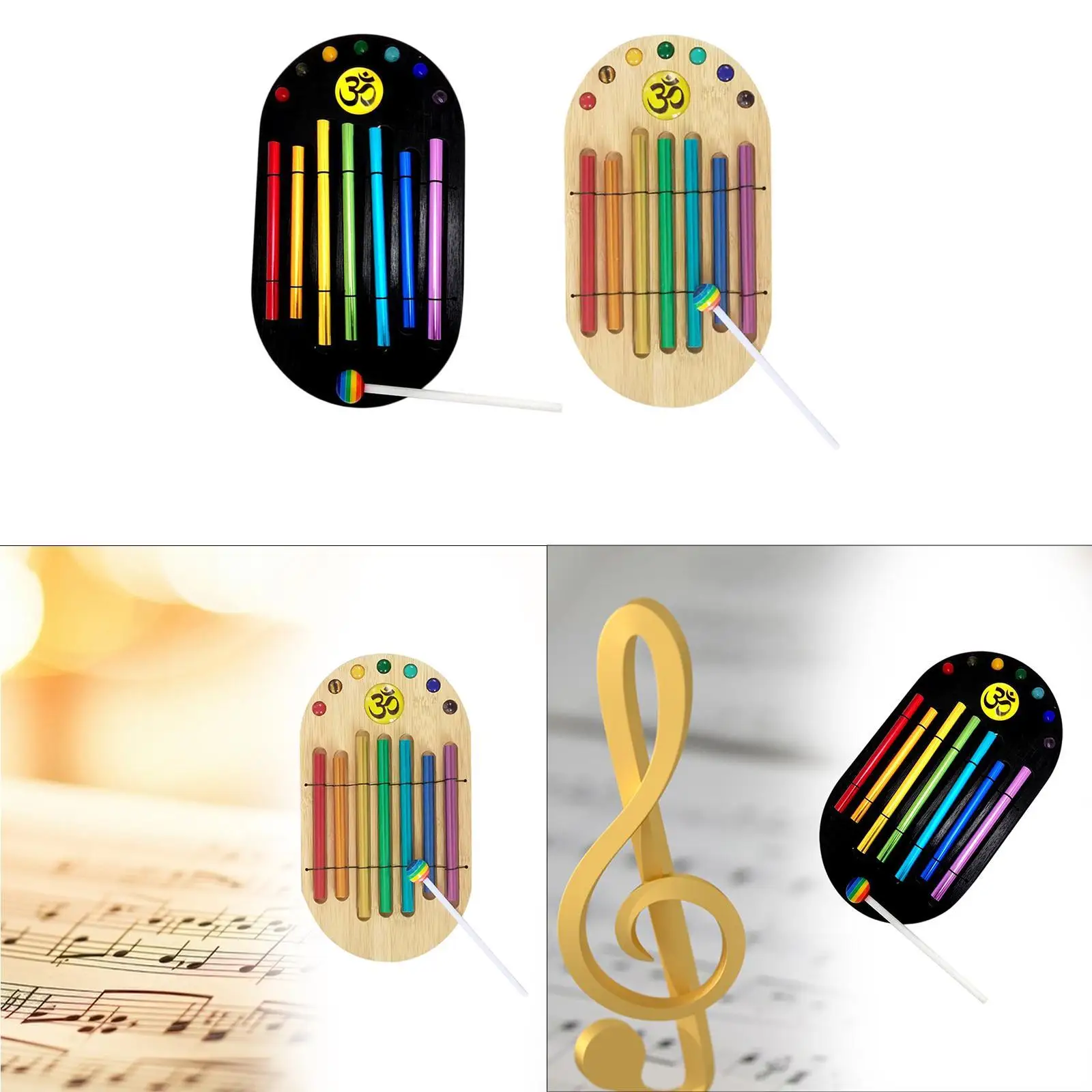 7 Tone Hand Chime Portable Creative Multipurpose Meditation Chime Musical Instrument with Mallet for Classroom Meditation Yoga