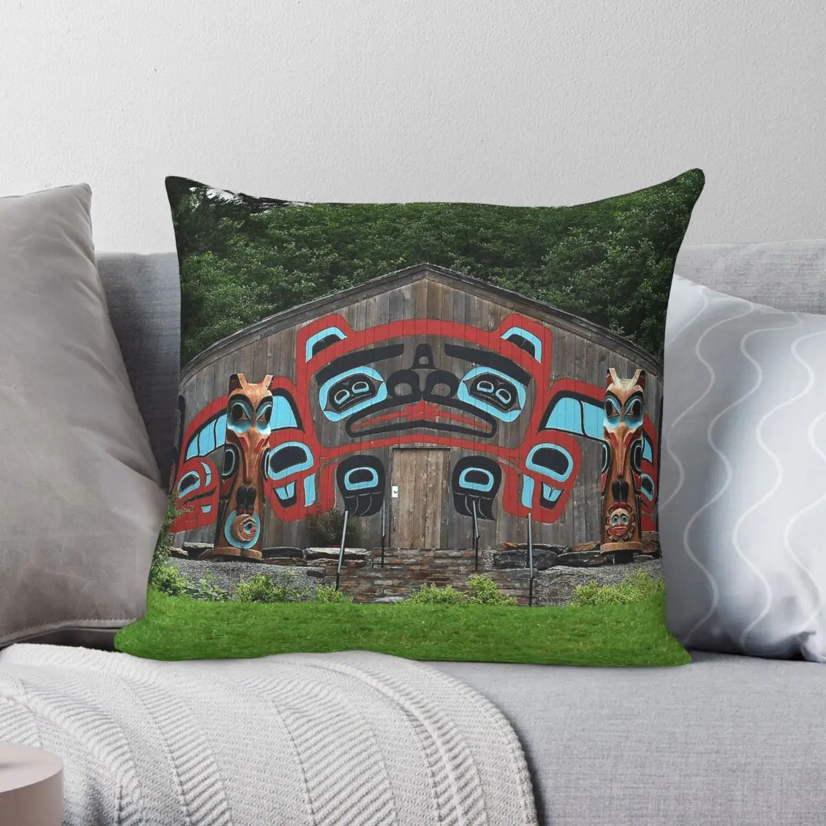 Tlingit Building Ketchikan Alaska Pillowcase Polyester Linen Velvet Creative Decorative Throw Pillow Sofa Seater Cushion Case