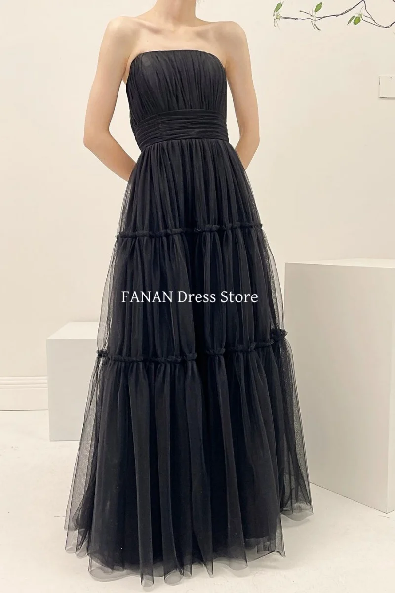 Colavis Asta Photograph Black Prom Dress Wedding Evening Dresses Performance Customized Tulle Pleated Party Dress Evening Gowns