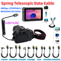 8K HDMI-Compatible To HDMI-Compatible Coiled Cable 8K@60Hz 4K@120Hz Extreme Thin HDMI-Compatible 2.1 Cable for Camera To Monitor