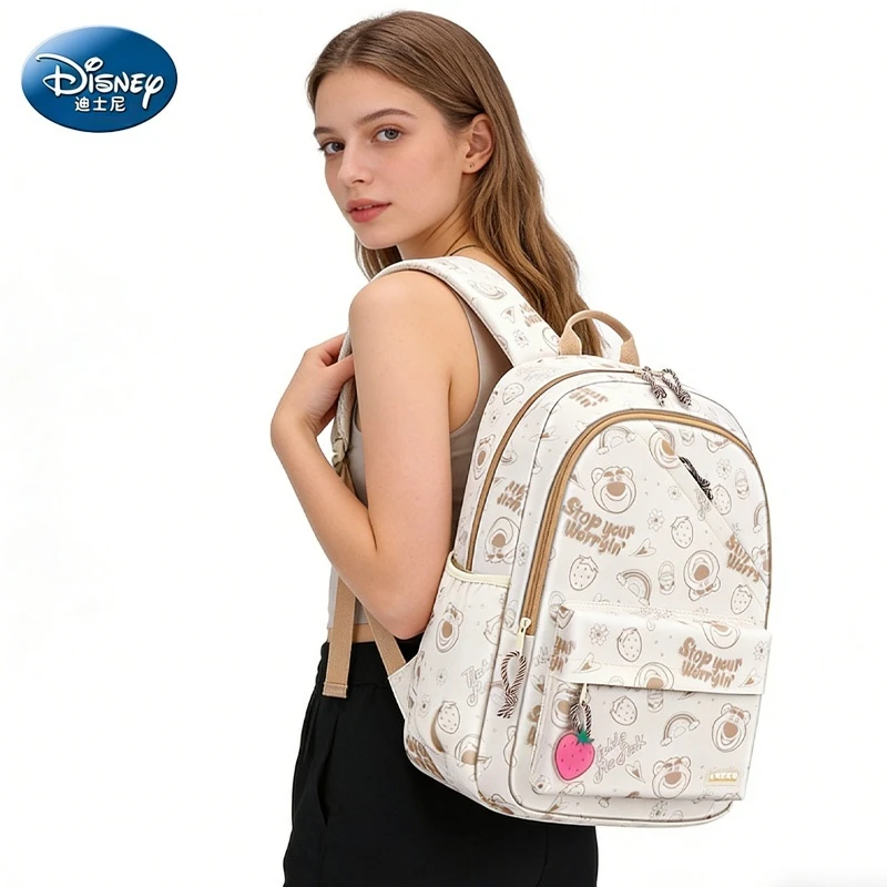 

Disney Lotso Cute Cartoon Large-Capacity Waterproof Lightweight Simple Casual High-Appearance Backpack for Students