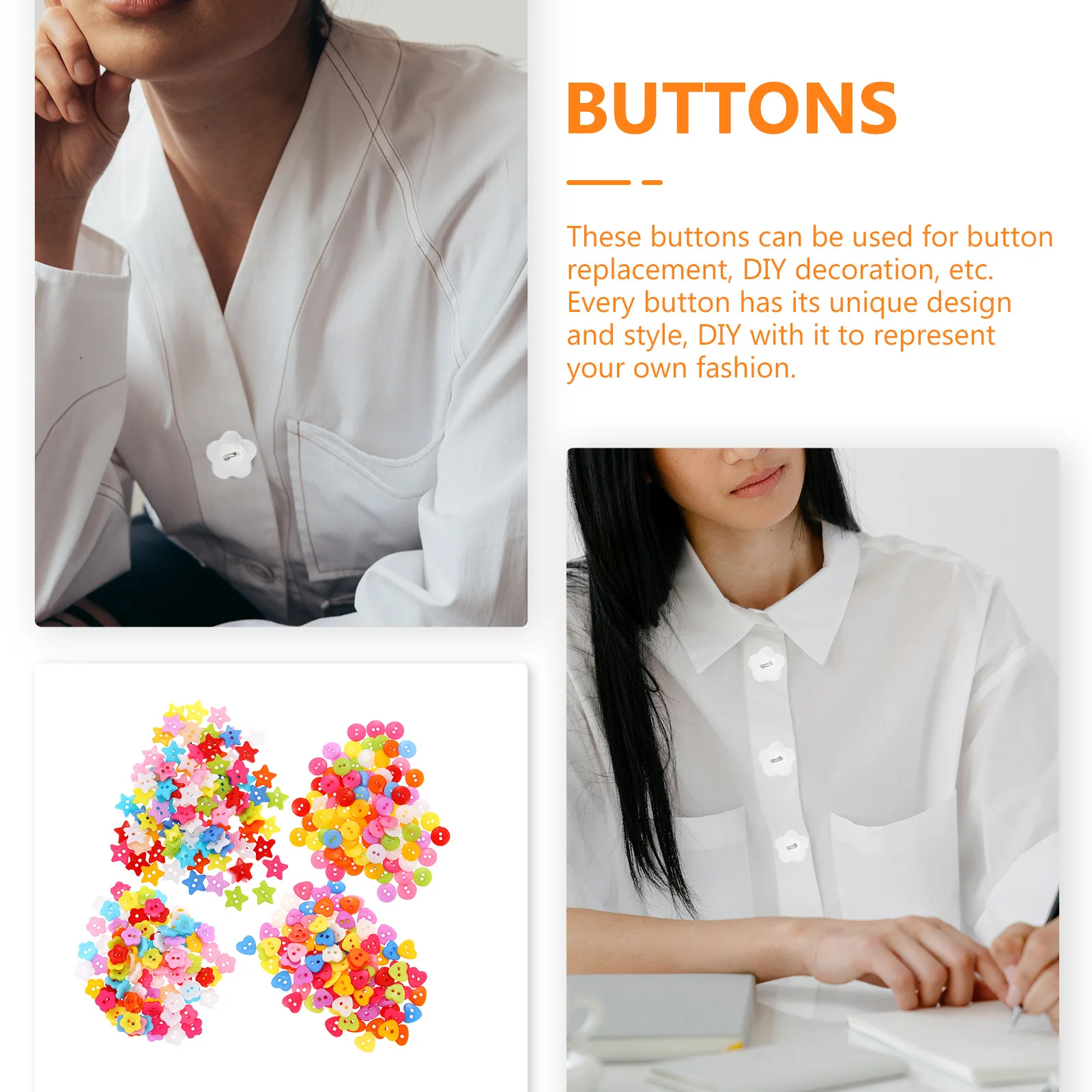 

4 Bottles Cartoon Resin Buttons Multipurpose DIY Sewing Accessories Colorful Decorative Clothes Buttons for Crafts