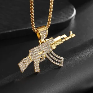 Hip-Hop AK-47-Gewehrpistole Paunter für Männer, personalisierter Street Rock, Rap Party Schmuck 10 Hauptverkaufskettengewehr - №8