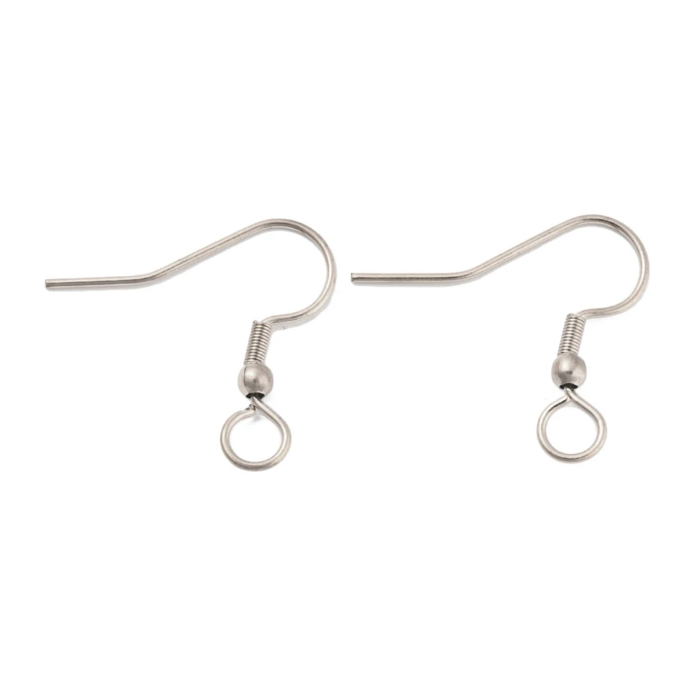 100Pcs 304 Stainless Steel Earring Hooks, French Hooks with Coil and Ball, Golden, 21 Gauge, 22x23x3mm, Hole: 4mm, Pin: 0.7mm