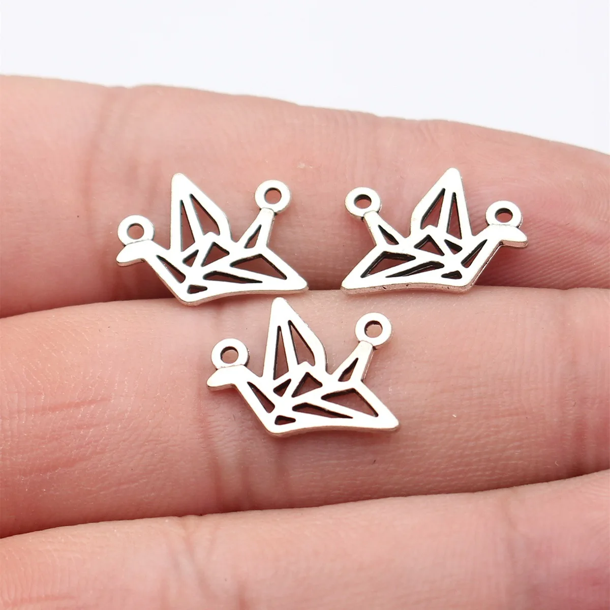40pcs 17x12mm Antique Silver Color Paper Crane Connector DIY Jewelry Findings Bulk