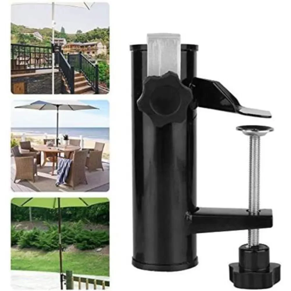 1pc Patio Umbrella Holder Outdoor Umbrella Base And Mount Stand Metal Clamp Holder For Square Railing