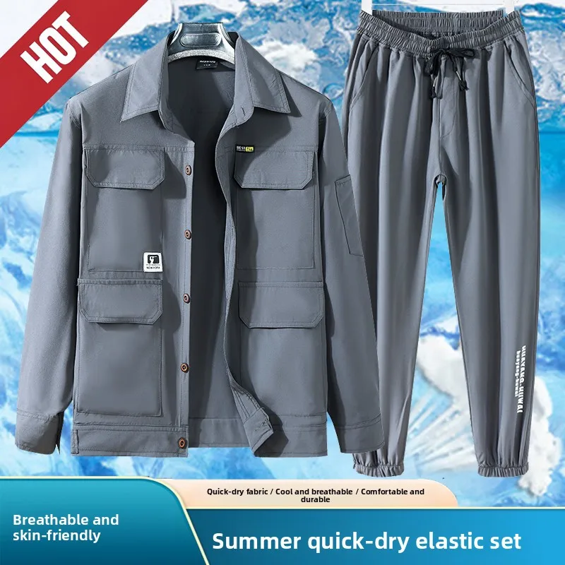 Nueva Ropa de Trabajo de Verano, de Seda de Hielo, Secado Rápido, Ligera, Manga Larga, Elástica, Uniforme de Protección Indus...