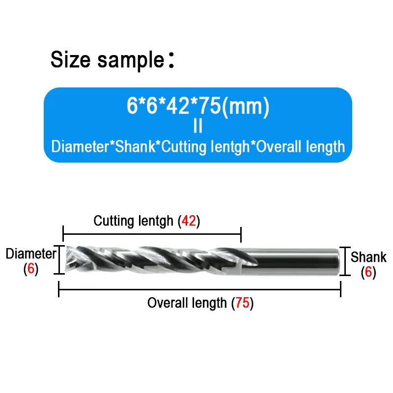 3.175/4/6mm Shank Compression Milling Cutter Up & Down Cut 2 Flute Spiral Carbide End Mill CNC Woodworking Router Bits