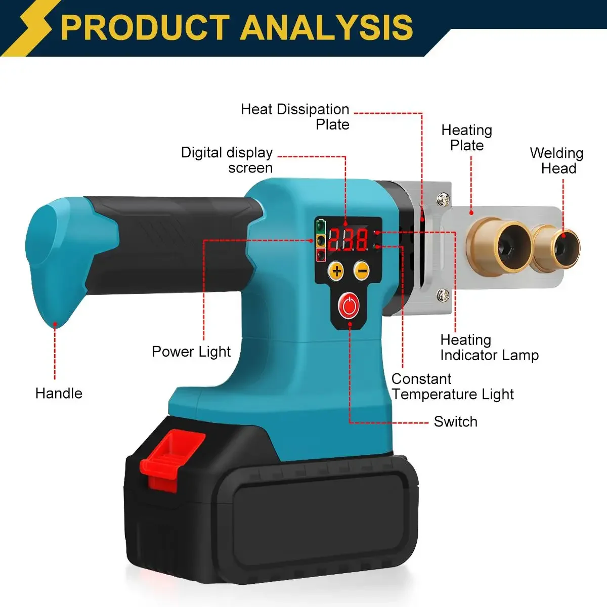 1400W Cordless Plastic Welding Machine PE/PPR/PB/PPC Pipe Melter Pipe Welding Machine Max 320 Power Tools For Makita 18V Battery