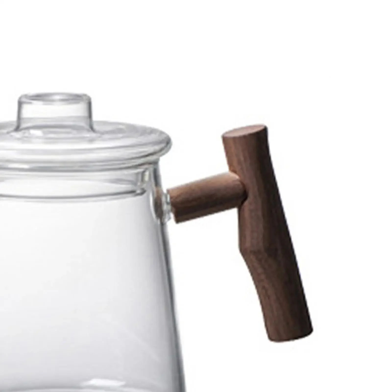 Chaleira de vidro pescoço de ganso com tampa cafeteira chaleira de água alça de madeira despeje sobre chaleira para cafeteira água fervente cozinha