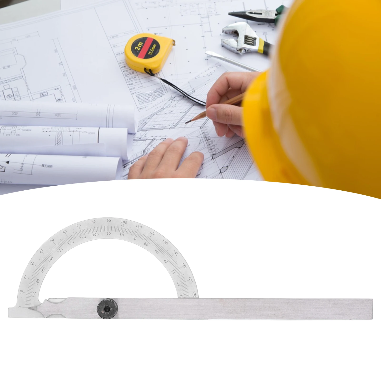 Angle Protractor 0‑180 Carpenter Carbon Steel Chrome Plated Protractor Angle Finder Measuring Ruler Angle Ruler