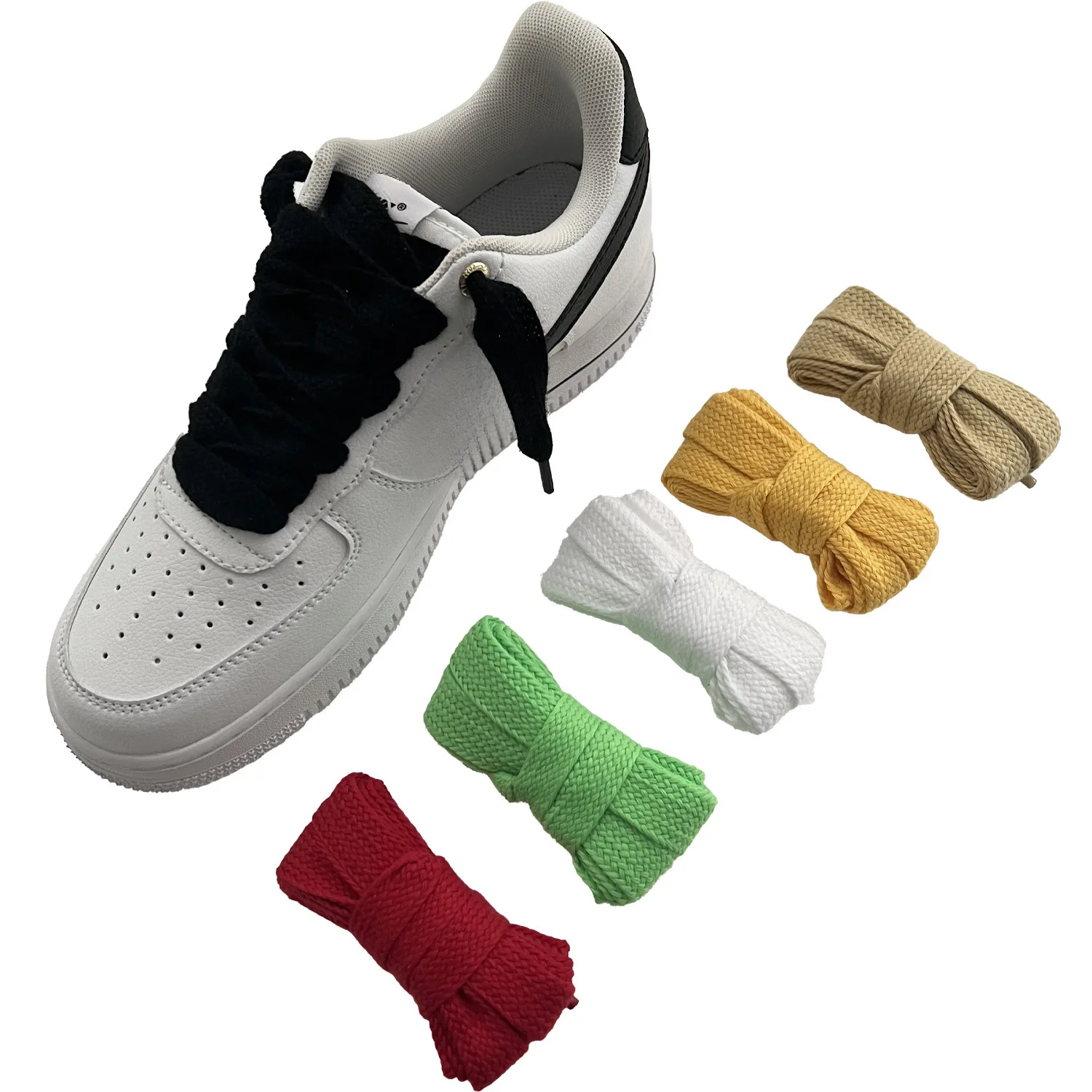 1Pair New 2cm Wide Flat T/C Shoelaces Single Layer 120/140/160cm Replacement Laces for Sneakers Skate Shoes Casual Shoes