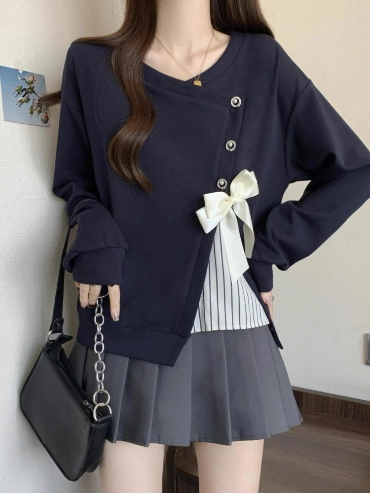 Jersey Retro falso de dos piezas para mujer, Top, ropa coreana, moda nueva en ropa Popular, tendencia 2025, sudaderas Emo Kpop para mujer