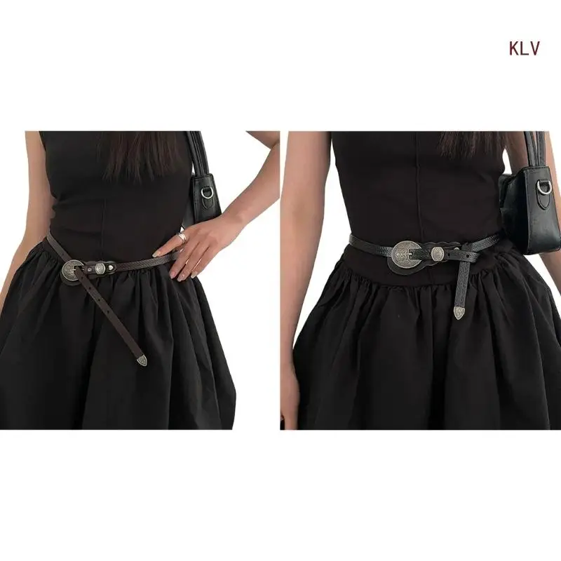 

Western Pin Buckle PU Leather Belt for Women All Matching Carved Buckle Waist Belt Ethnic Waistband for Teens Female