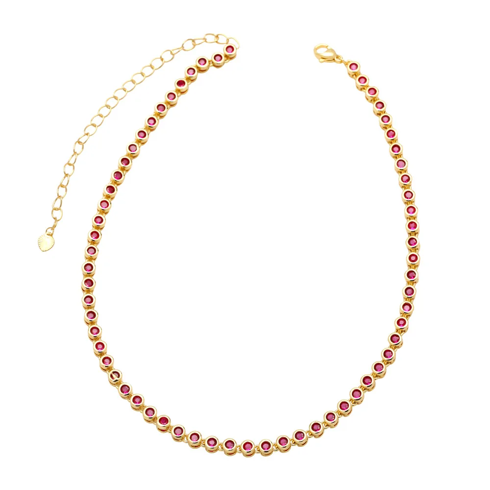 WT-BFN056 WKT 2023 Fashion style copper-encrusted zircon necklace yellow brass women necklace attractive girl party jewelry