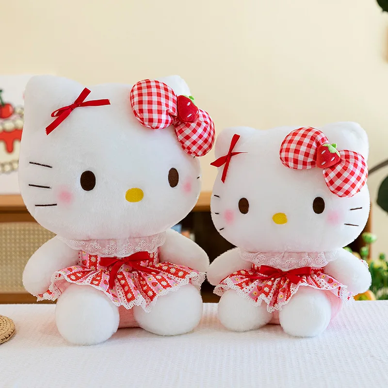 

30-50cm Sanrio Strawberry Hello Kitty Plush Toy Anime Cartoon Cute Plush Stuffed Toys Soft Pillow Plushies Doll Birthday Gifts