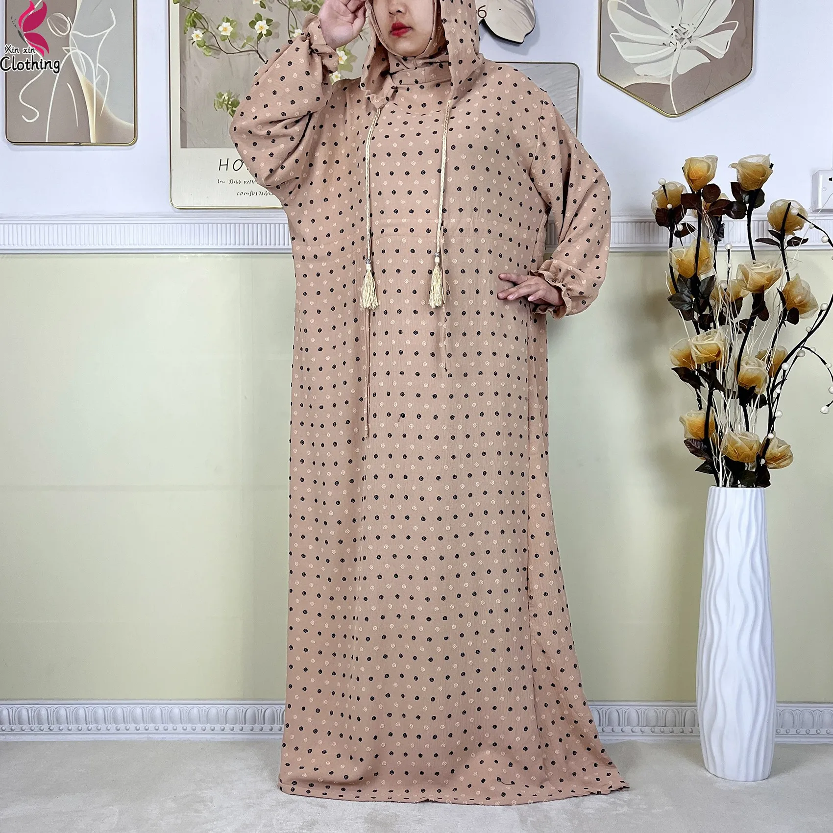 Nuevo vestido de algodón de Ramadán para mujer, caftán Maxi holgado con cintura doble, Abaya musulmana, Dubai, Turquía, ropa de oración islámica