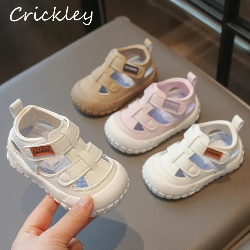 

2026 Solid Baby Girls Boys Casual Shoes PU Leather Toddler Kids Sandals Sneakers Hollow Out Breathable Children First Walk Shoes