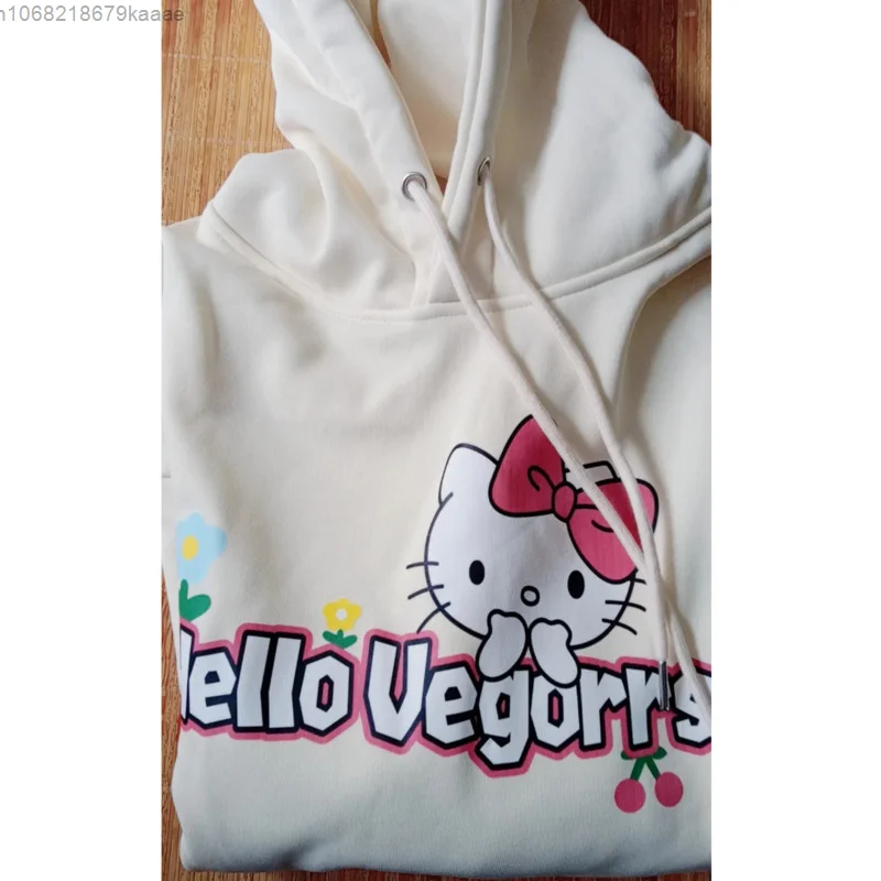 Sanurgente-Sweat à capuche Hello Kitty pour femme, sweat à capuche de dessin animé, pulls décontractés, version coréenne, mignon, mode, nouveau, adt, automne, hiver