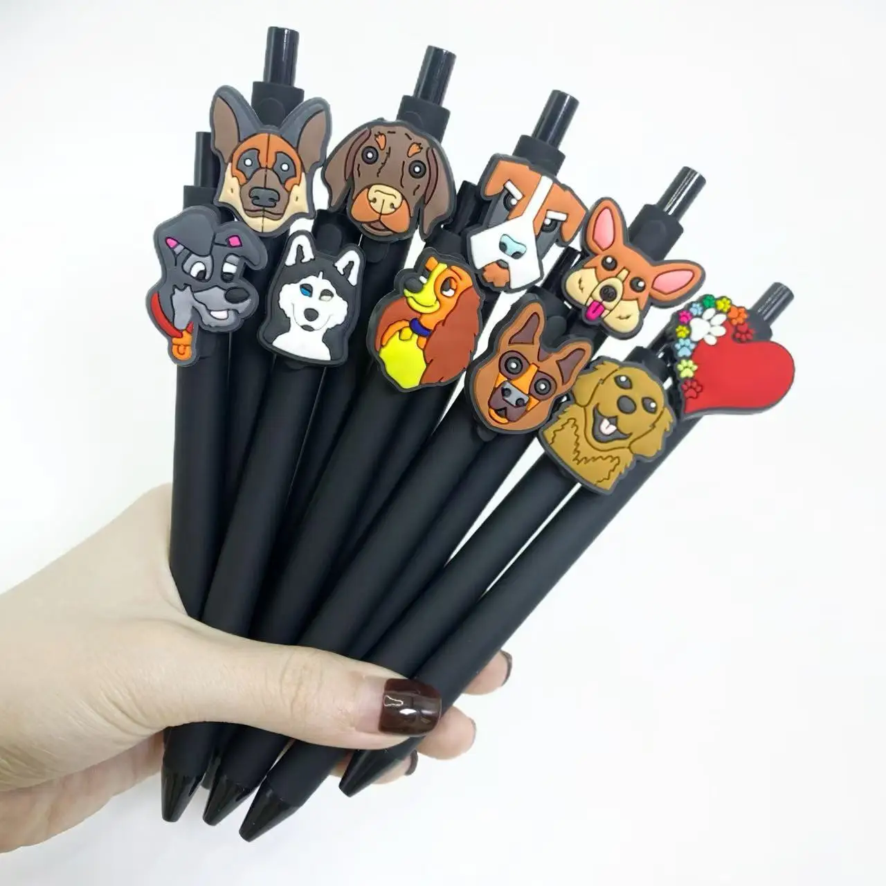 جديد حار بيع الكلب رئيس نمط التصحيح القلم الحيوان الكلب سلسلة الصحافة قلم محايد اللون الأسود قلم الكتابة القرطاسية القلم #1