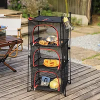 3/4 Layers Foldable Hanging Mesh Anti-insect Drying Storage Net Rack Drying Folding Net Camping Sun-dried Fish Drying Net Rack