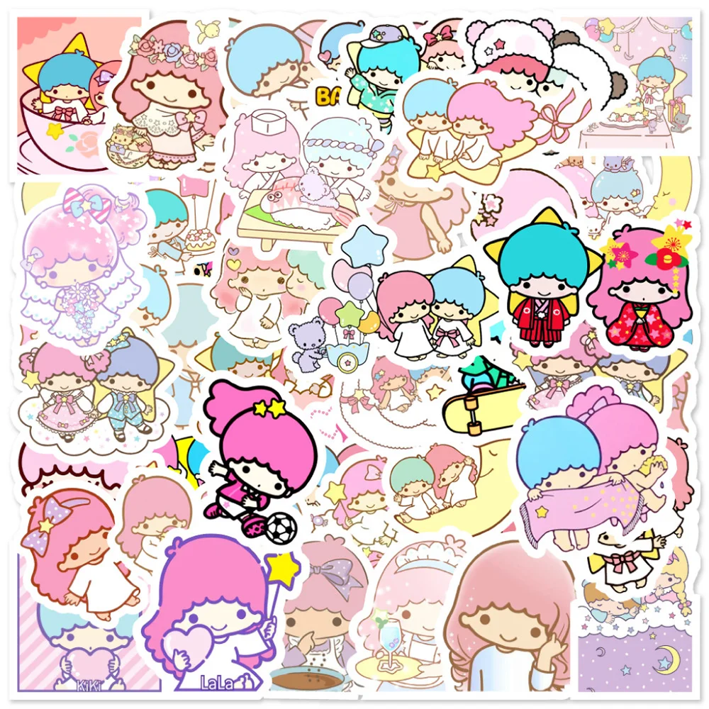 10/30/50pcs Cute Cartoon Little Twin Stars Graffiti Stickers Decal Laptop Suitcase Phone Water Bottle Decoration Sticker Kid Toy