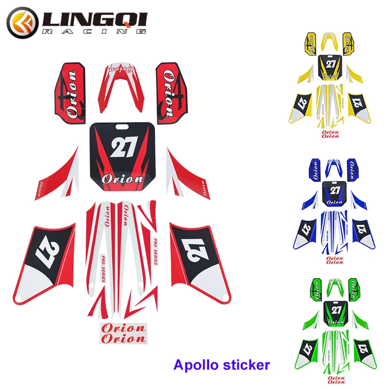 LINGQI RACING Motorcycle Fairing Kit Stickers Decals For APOLLO ORION 110CC 125CC 150CC Motocross Dirt Pit Bike Accessories