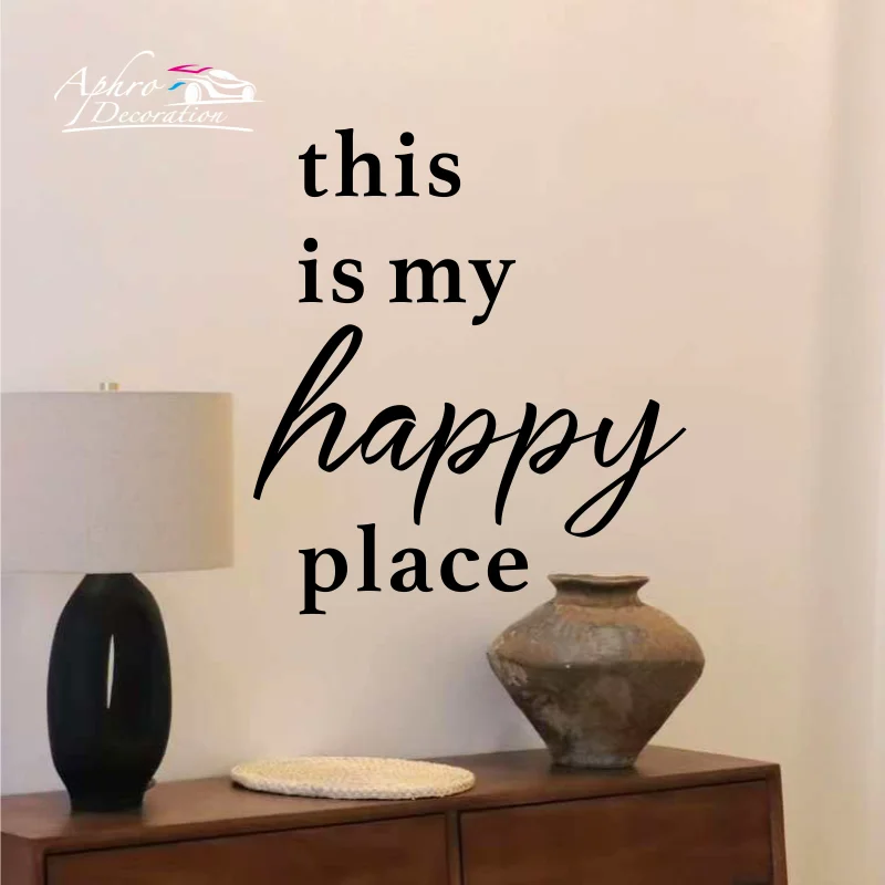 

My Room happy place Vinyl Wall Sticker For Kids Room Removable Wall Murals Bedroom Decals vinilo frase pared