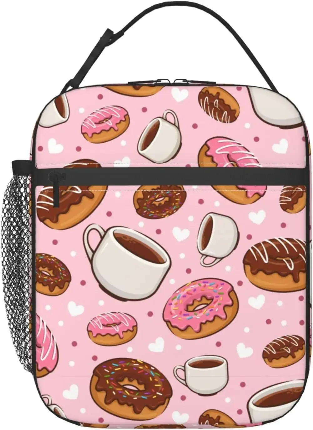 Cute Donut Lunch Bag Insulated Reusable Lunchbox Portable Cooler Lunch Tote Bag For Women Men Work Picnic Camping Picnic