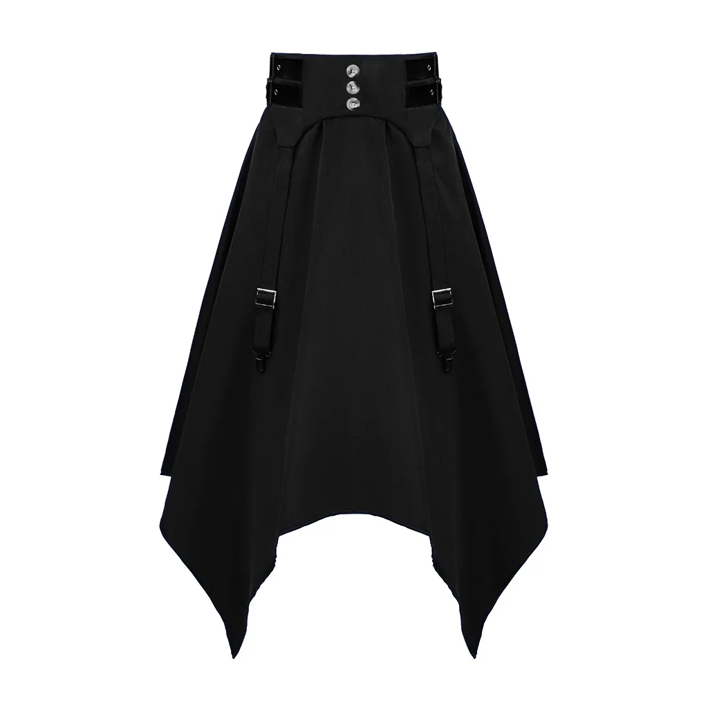 Women's Punk Skirt Victorian Vintage High-Waisted Stretch Midi A-Line Gothic Skirt