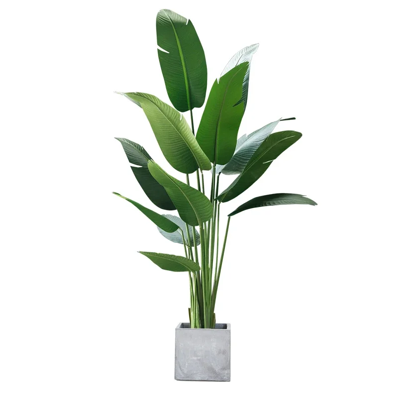 

200cm Tropical Plants Large Artificial Tree Potted Fake Banana Leaves Big Silk Palm Leaf For Home Outdoor Office Shop Room Decor