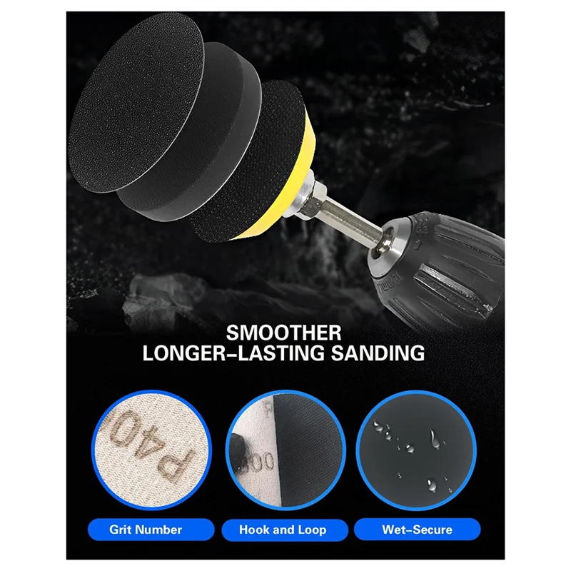 

AB11-2 Inch Sanding Discs Drill Polishing Kit, 193PCS Car Headlight Restoration Kit, Hook & Loop Wet Dry Buffing Pads