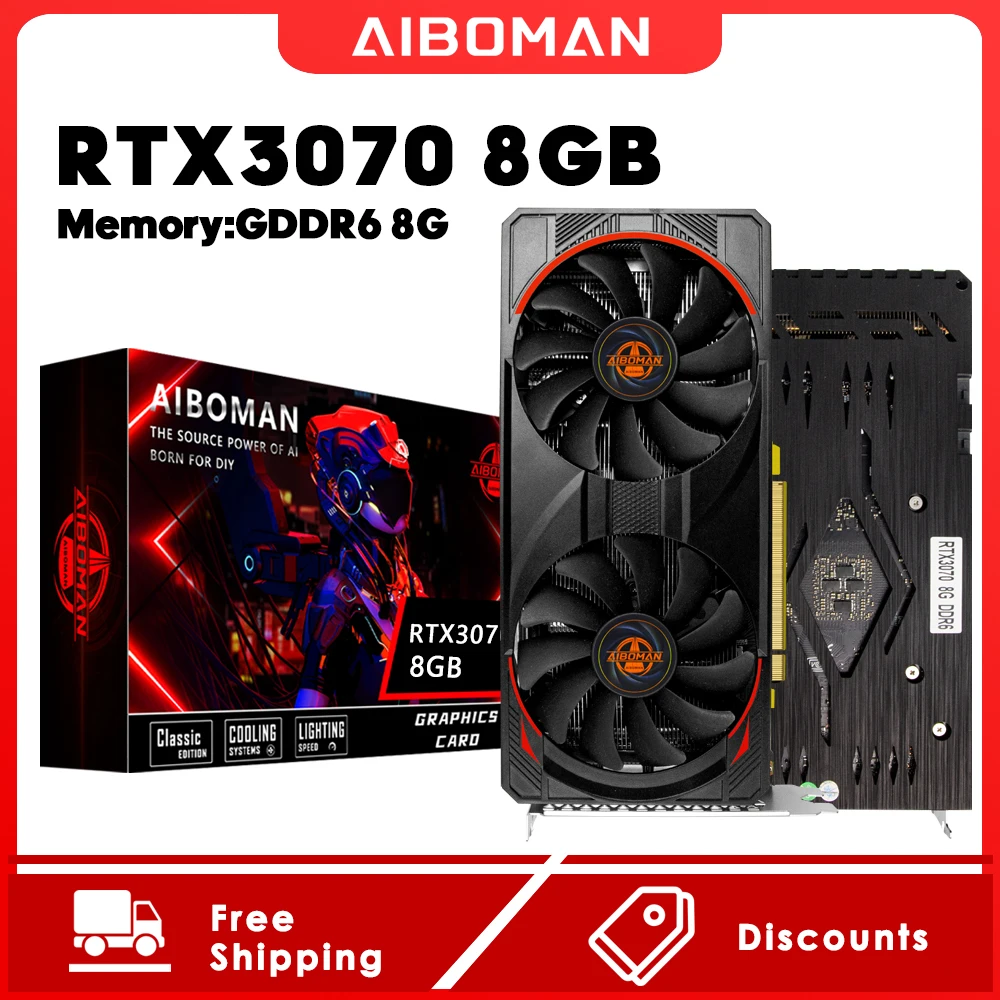 AIBOMAN Computer Graphics Cards RTX3070 8GB NVIDIA GPU GDDR6 256Bit 8Pin+8Pin PCI-E 4.0 rtx3070 8gb Suitable for  Gaming
