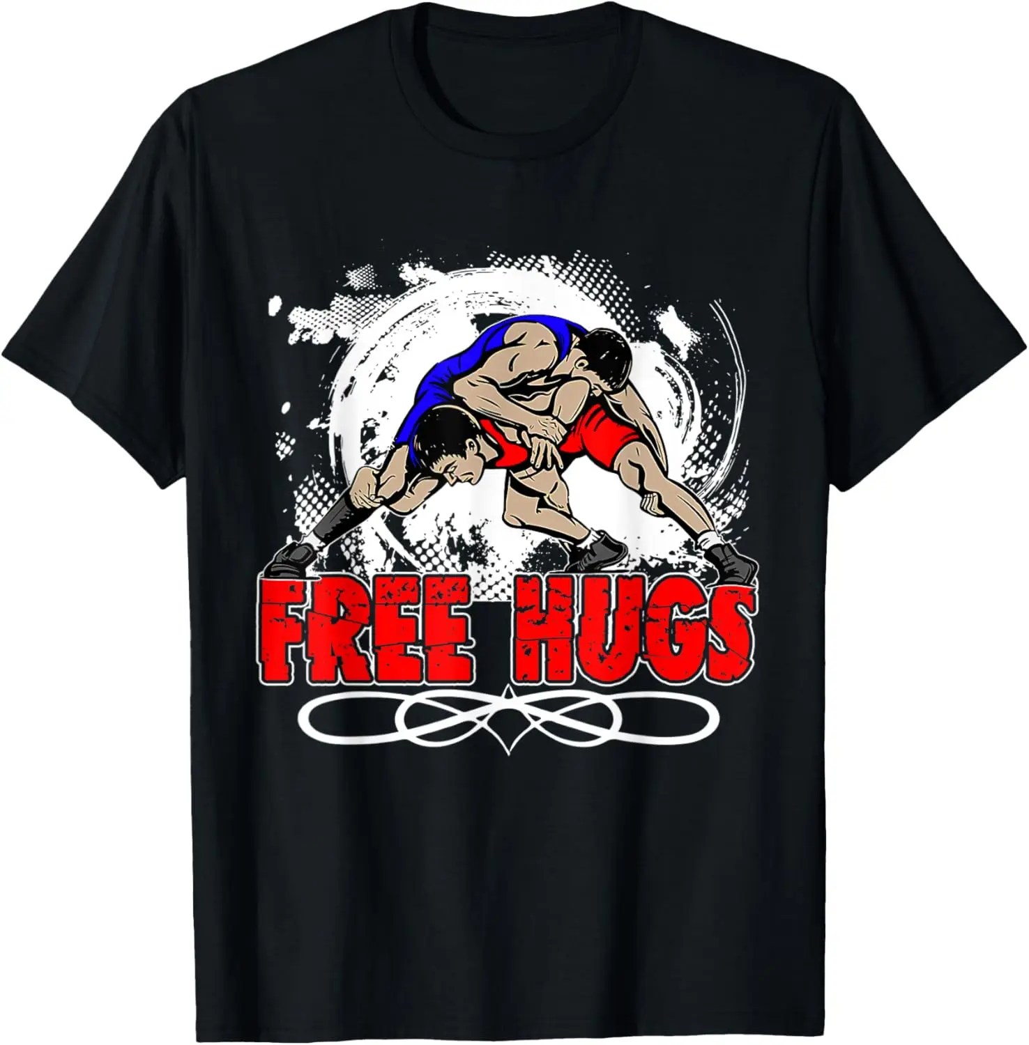 Funny Wrestling Free Hugs Wrestle Humor Pun Wrestling Lover T-Shirt