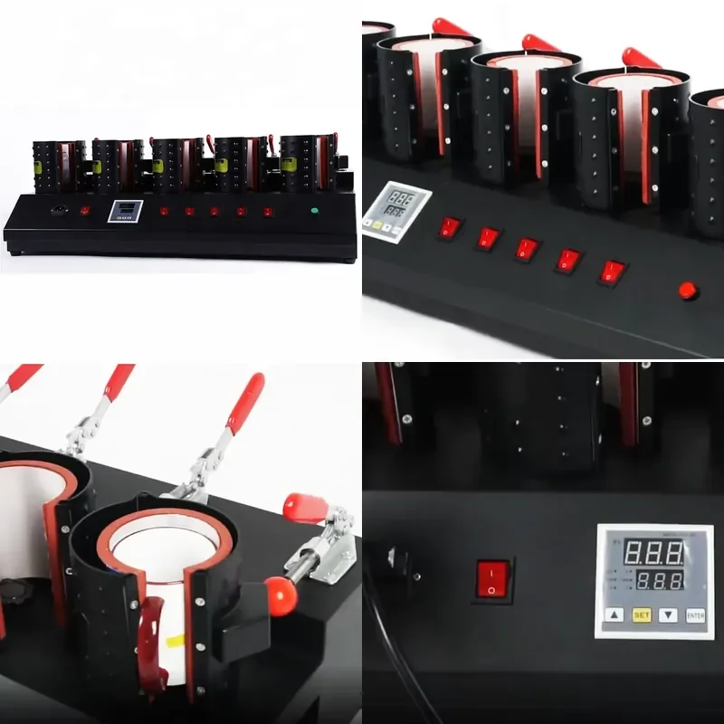 STROVAN 5 Units 5 in 1 Combo Mug Heat Press Machine Cup Tumbler Mug Printing Heat Press Sublimation Machine for 11OZ Mugs