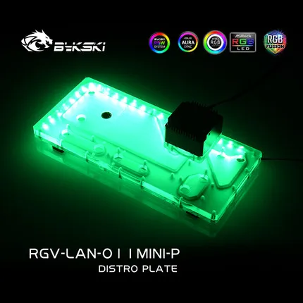 Imagem -04 - Bykski Placa de Discurso para Mini Case Dinâmico Lian li O11 Bomba Reservatório para Resfriamento de Água de pc 12v 5v Rgb Sync Rgv-lan-o11mini-p