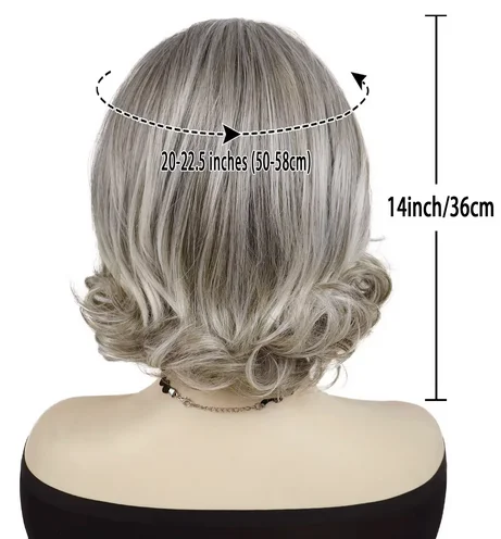 Premium Synthetic Grey Wigs for Women Short Curly Wig Messy Hair Top Styles Fluffy Wavy Mixed Gray Mommy Wig Granny Grandma Wigs