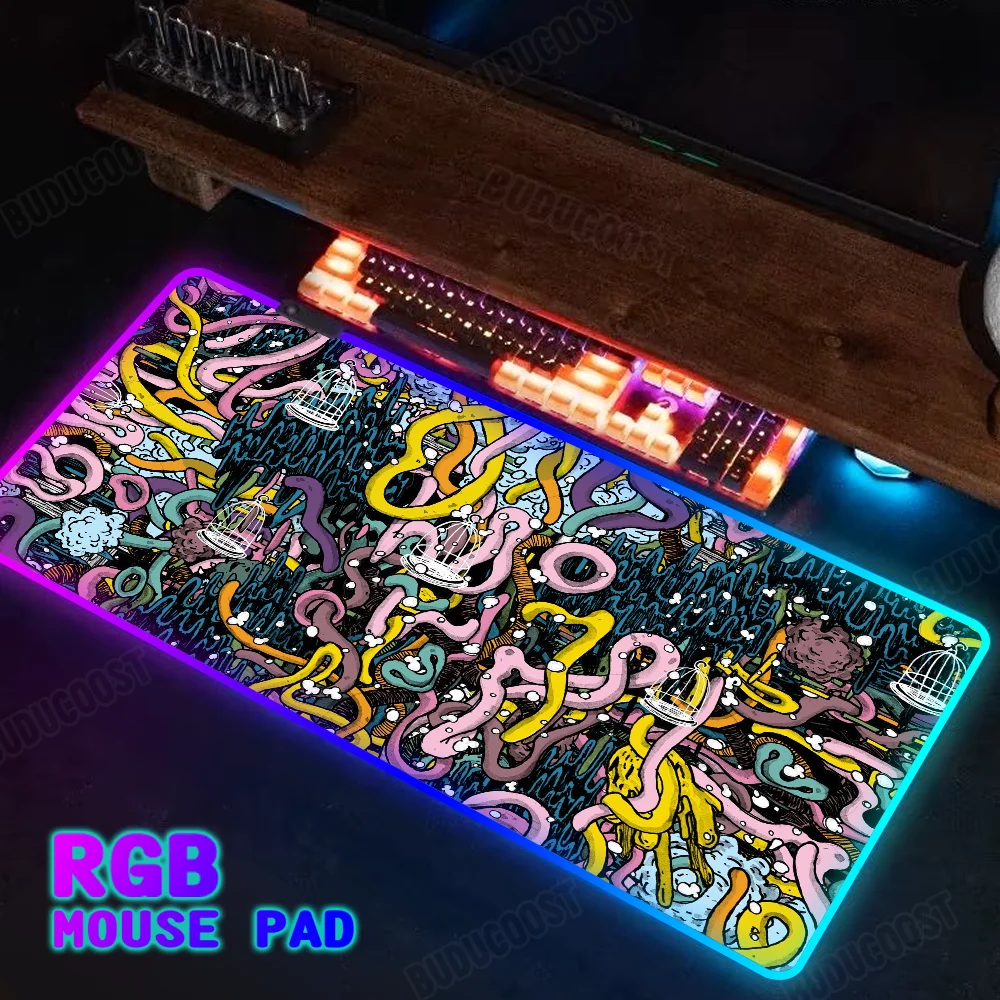 

snake and dragon Mousepad Rgb mouse pad 900x400 led mats portable lighting kawaii carpet xxl aesthetic carpet backlight table ma