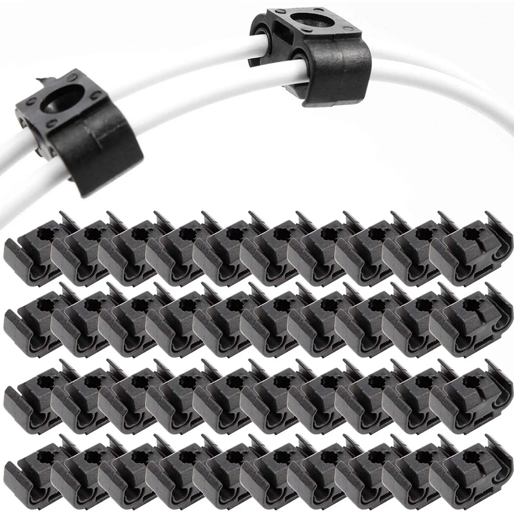 40PCS 2 Point Brake Pipe Line Retaining Clip Holder Bracket 811611797 Double Conduit Base Brake Cable Clip 4.75mm Black