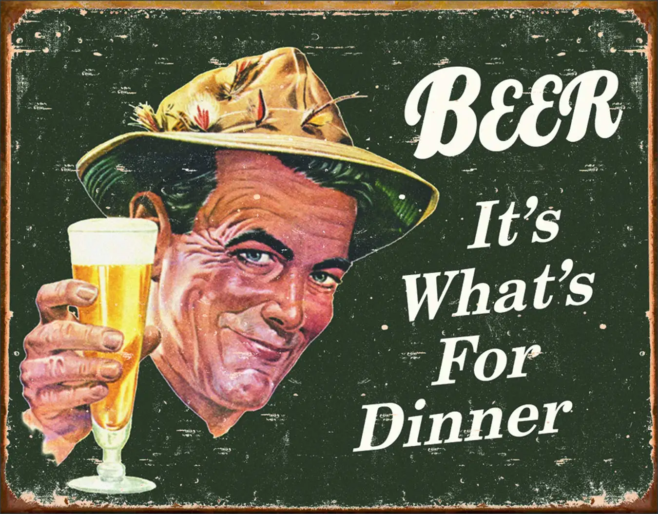 1PCS,Poster Discount Desperate Enterprises Beer Its Whats for Dinner Collectible Metal Sign, Model# 1424, 16x12