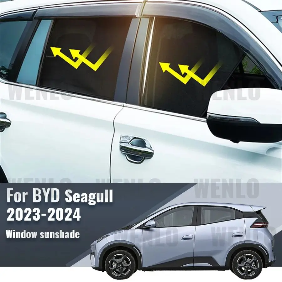 For BYD Seagull 2023 2024 2025 Magnetic Car Sunshade Front Windshield Frame Curtain Rear Side Window Sun Shade Visor