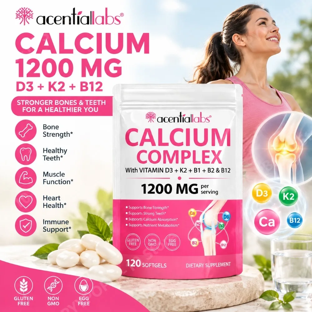 Calcium Calcium 1200mg D3 K2 B12 Softgels for Bone Strength, Teeth, Muscle, Heart & Immune Health, Gluten Free & Non-GMO, 120 Softgels - Aliexpress Deal