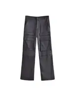 Women Fashion With Pockets Satin Cargo Pants Vintage High Waist Zipper Fly Female Trousers Mujer - Image 4