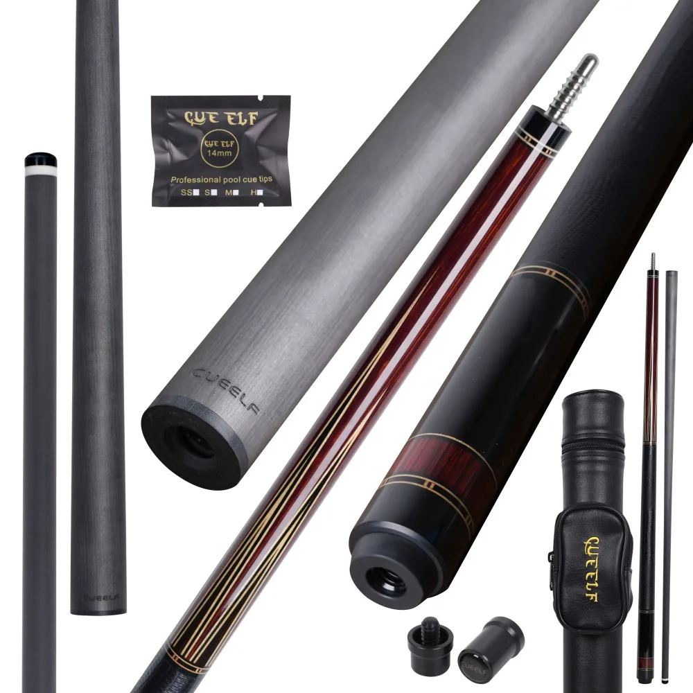 

Professional Carbon Cue Luxury Solid Wood Inlay Design Pool Cue Stick Ebony with Cocobolo