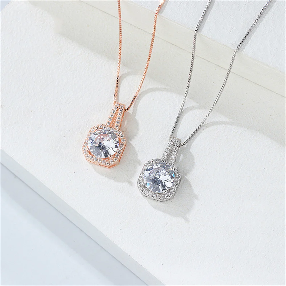 

Korean S925 Necklace - Square Zircon Micro-inlay, Minimalist Short, Women's Versatile Collar