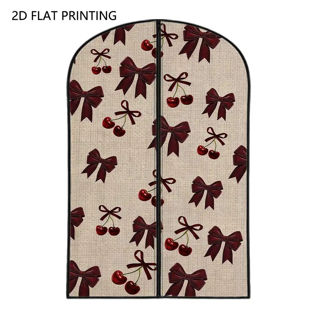 1pc Cherry Bow Compressed Dust Cover Clothes Compression Hanging Storage Bag Household Wardrobe Organizer