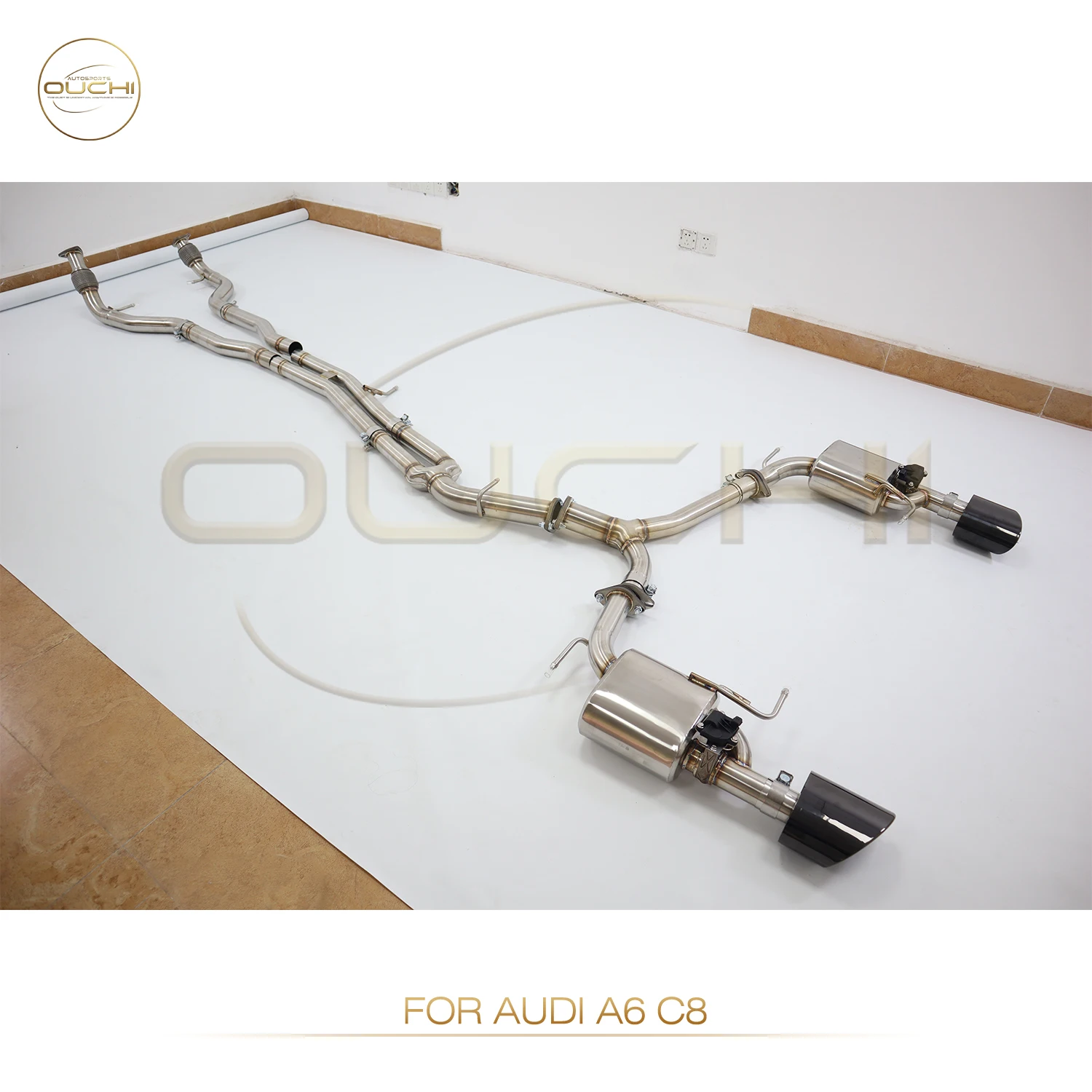 

OUCHI Stainless Steel Exhaust Catback For Audi A6 C8 Upgrade RS6 With Muffler Valves Resonant Tube Auto Performance Part Exhaust